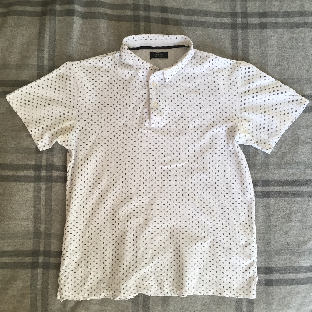 Men's Zara Patterned Pique Polo